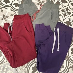 Figs High Waisted Zamora Joggers Set of 3 BONSAI Burgundy PURPLE JAM
